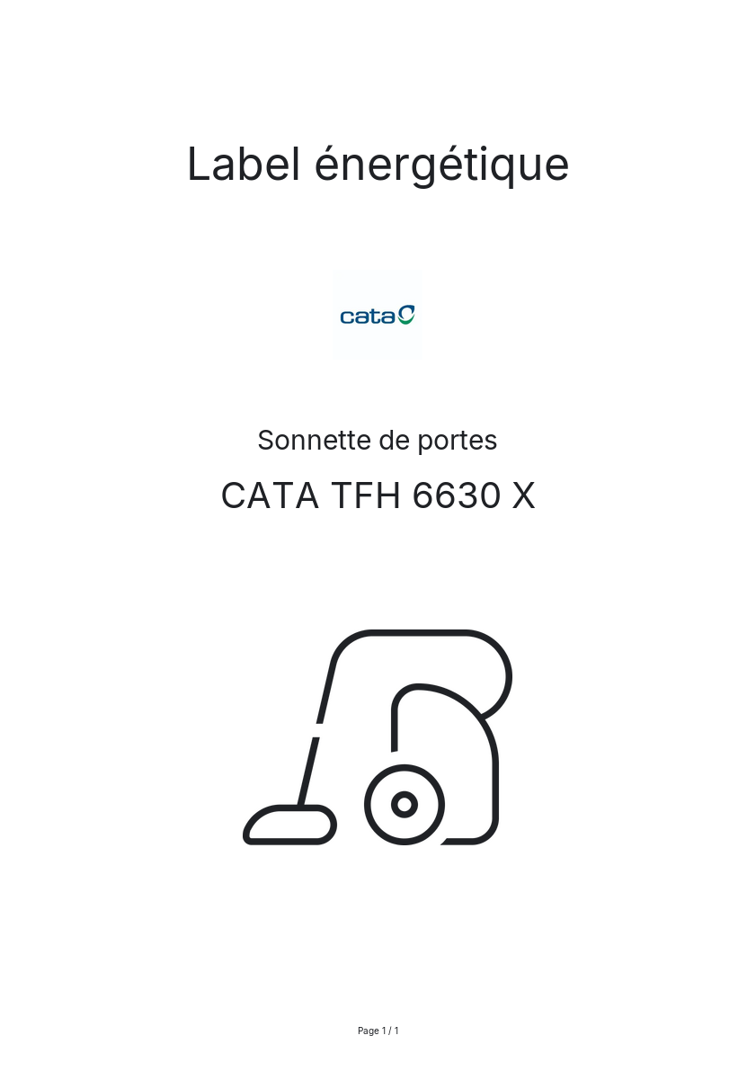 Page n°1 - Label énergétique CATA TFH 6630 X