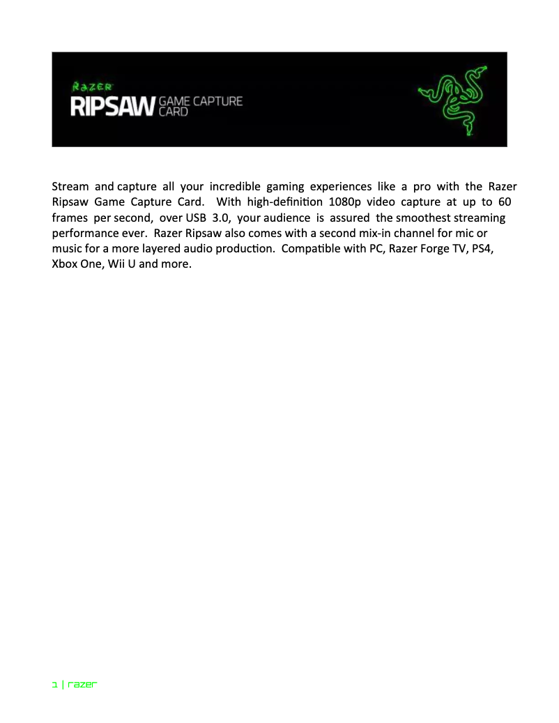 Page 1 de la notice Manuel utilisateur Razer Ripsaw