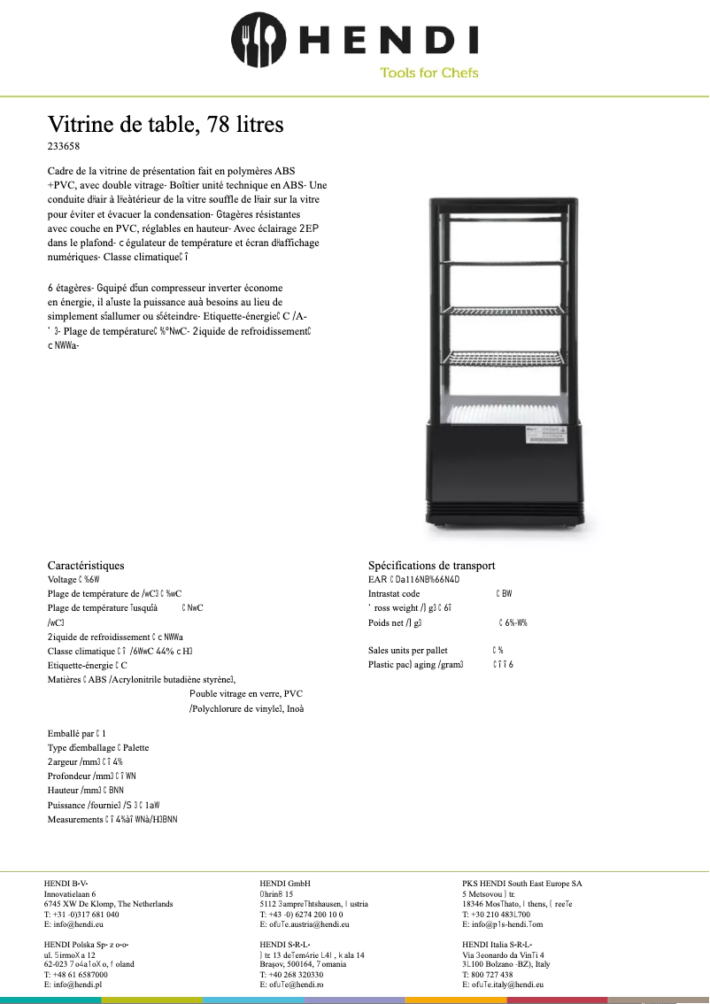 Page 1 de la notice Fiche technique Arktic 233641