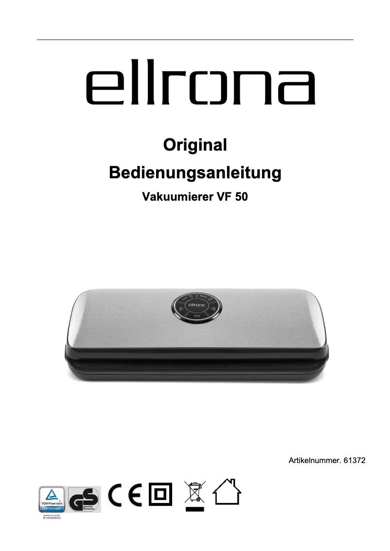 Page n°1 - Manuel utilisateur Ellrona VF 50