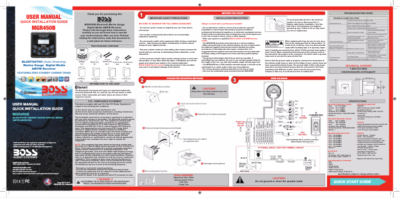 Page n°1 - Manuel utilisateur Boss MGR450B
