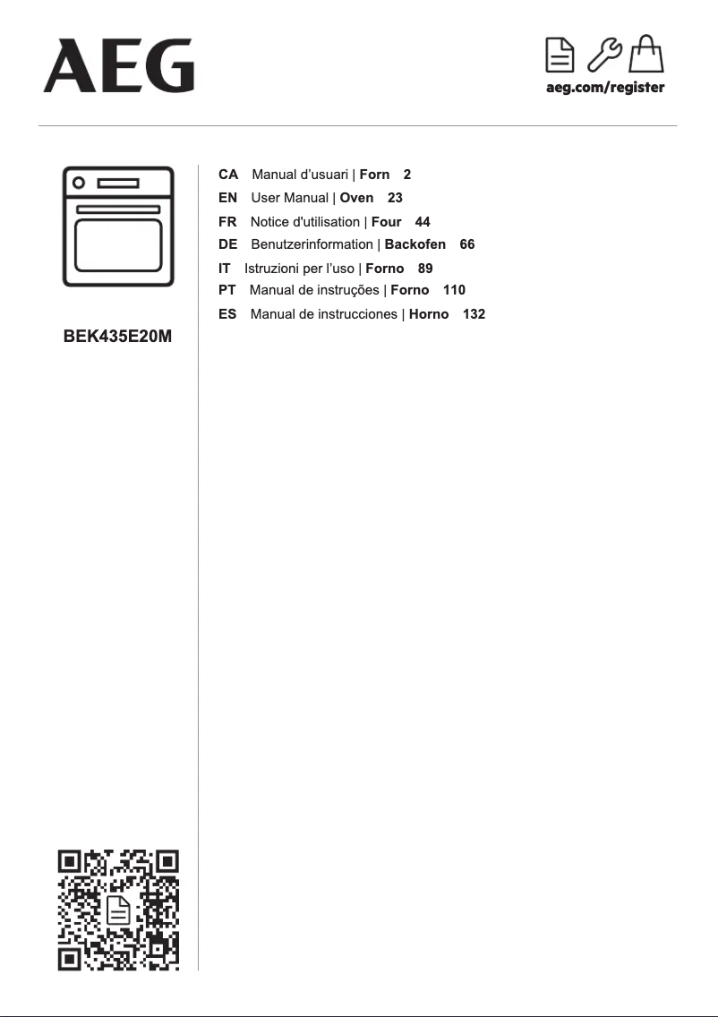 Page 1 de la notice Manuel utilisateur AEG BEK435E20M