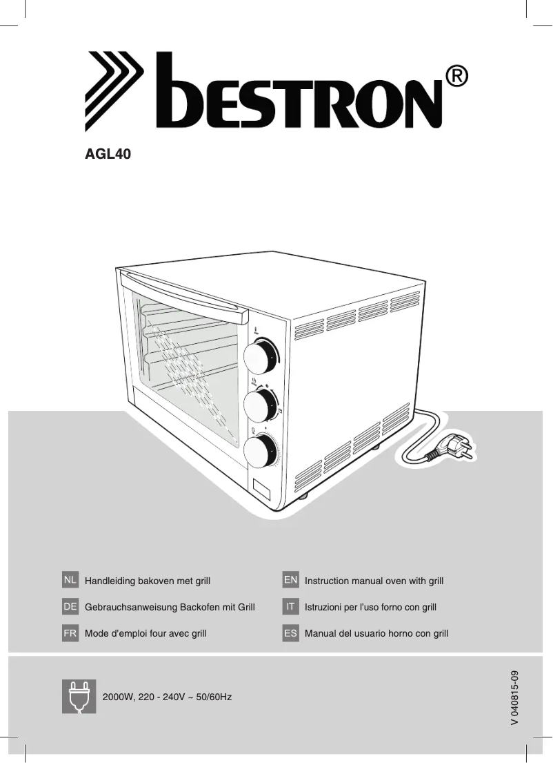 Page 1 de la notice Manuel utilisateur Bestron AGL40