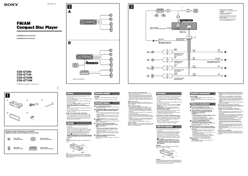 Image de la première page du manuel de l'appareil CDX-GT100
