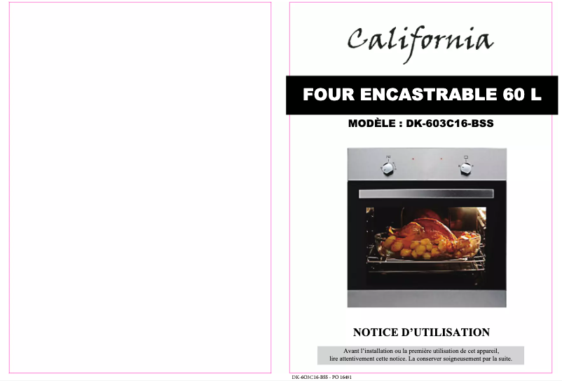 Page n°1 - Manuel utilisateur California DK-603C16-BSS