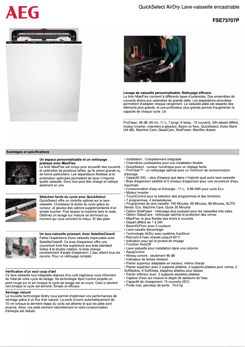 Image de la première page du manuel de l'appareil FSE73707P