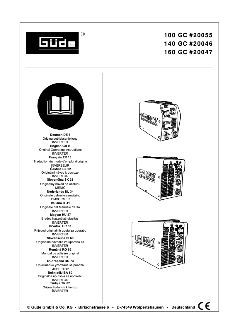 Image de la première page du manuel de l'appareil 160 GC