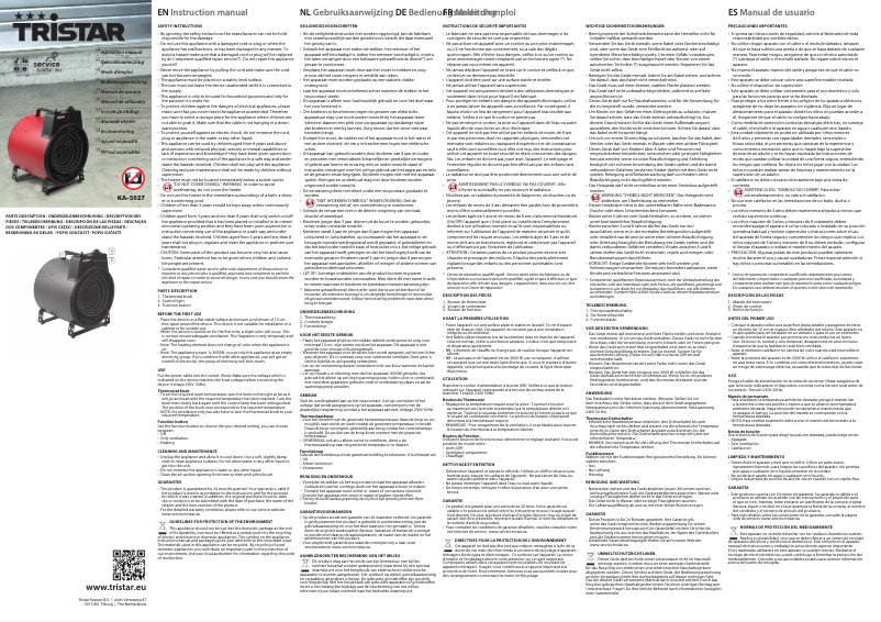 Page 1 de la notice Manuel utilisateur TriStar KA-5027