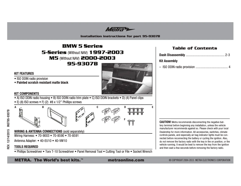 Image de la première page du manuel de l'appareil 95-9307B