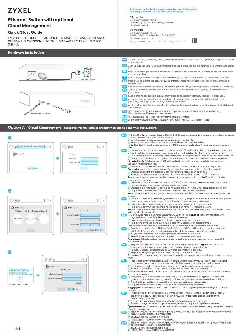 Page 1 of the manual User Manual ZyXEL GS2220-10