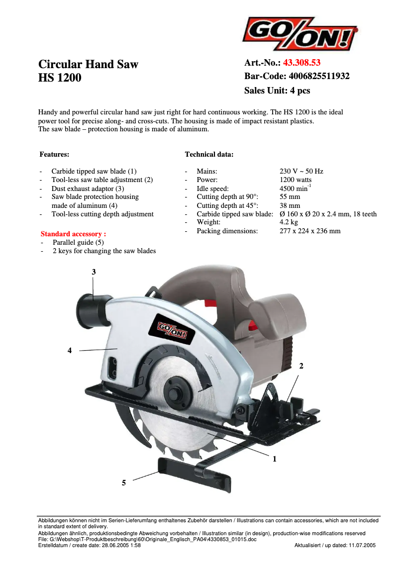 Página 1 del manual Manual de usuario GO/ON HS 1200