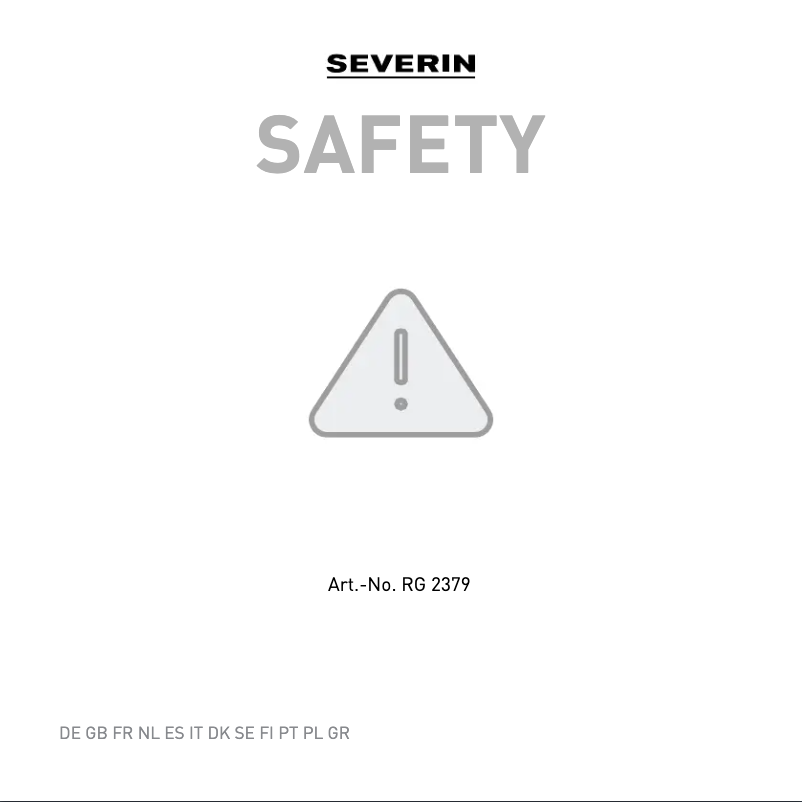 Page 1 de la notice Instructions de sécurité Severin RG 2379