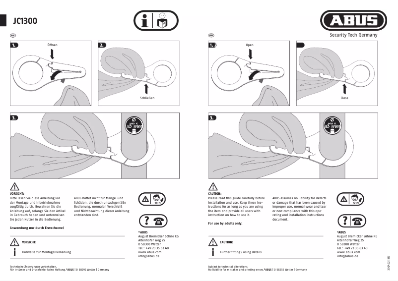 Page n°1 - Mode d'emploi Abus JC1300