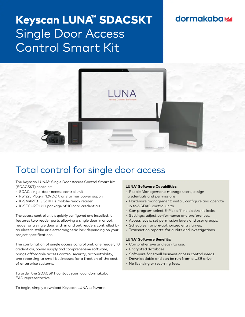 Page 1 de la notice Manuel utilisateur Dormakaba LUNA