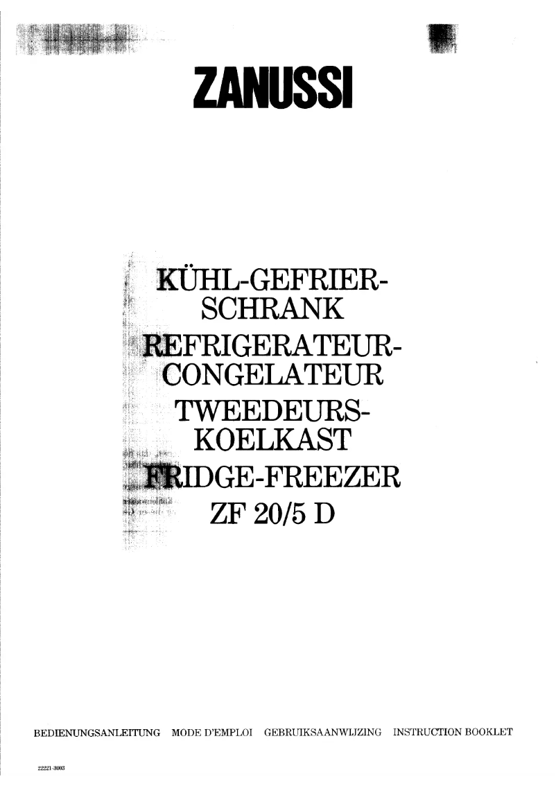 Image de la première page du manuel de l'appareil ZF 20 5D