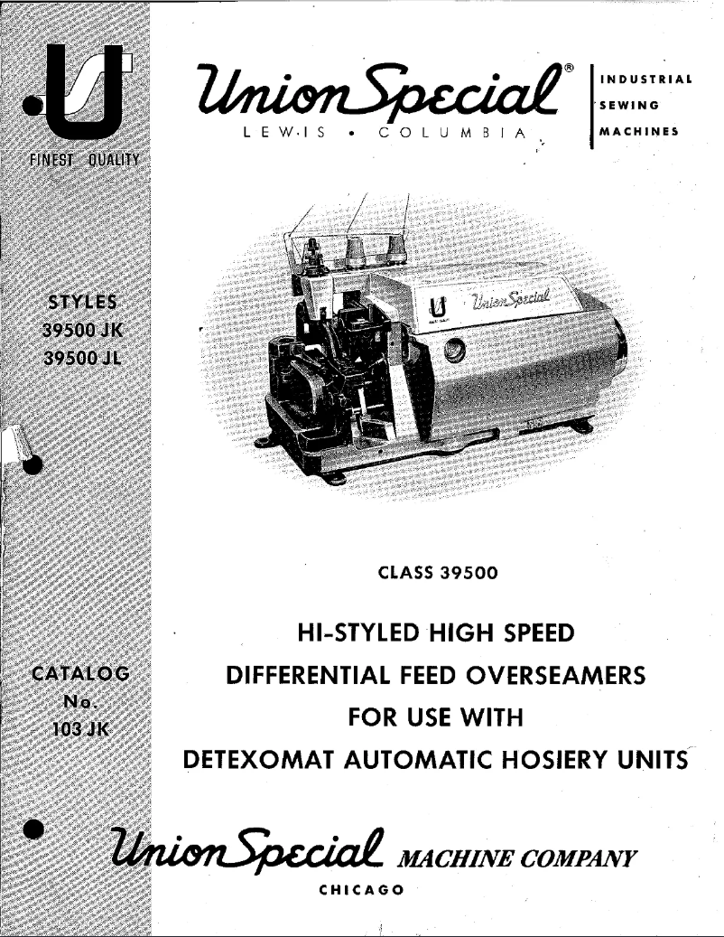 Page n°1 - Manuel utilisateur Union Special 39500JL