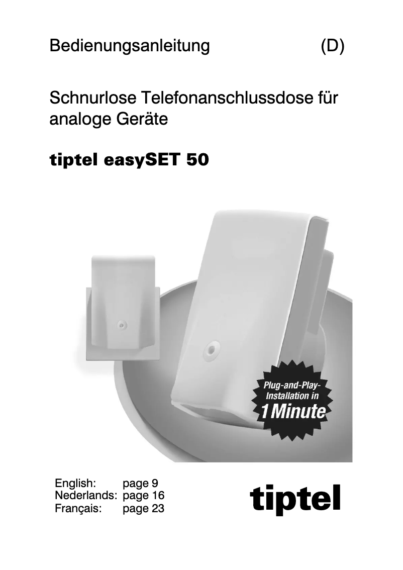 Page 1 de la notice Manuel utilisateur Tiptel EASYset 50