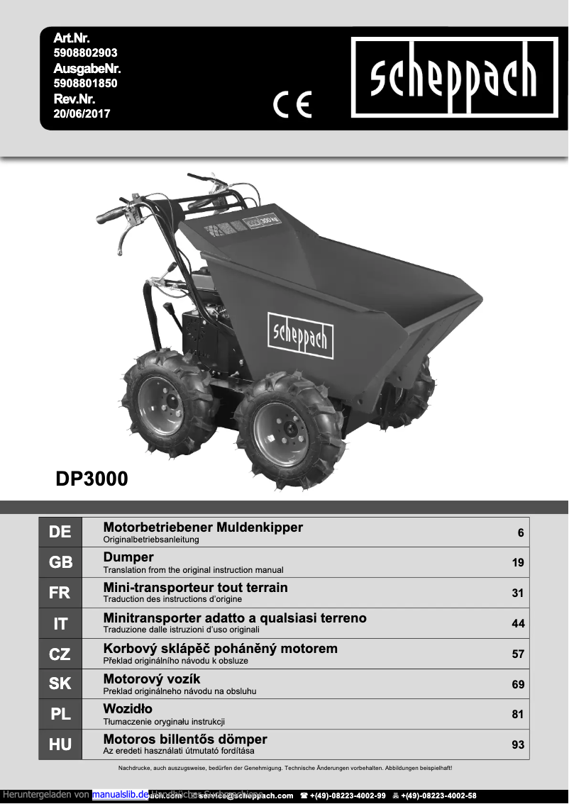 Page n°1 - Manuel utilisateur Scheppach DP3000
