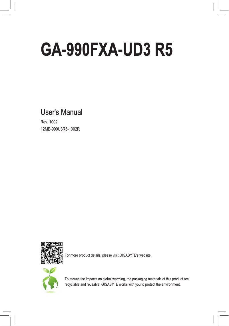 Image de la première page du manuel de l'appareil GA-990FXA-UD3 R5