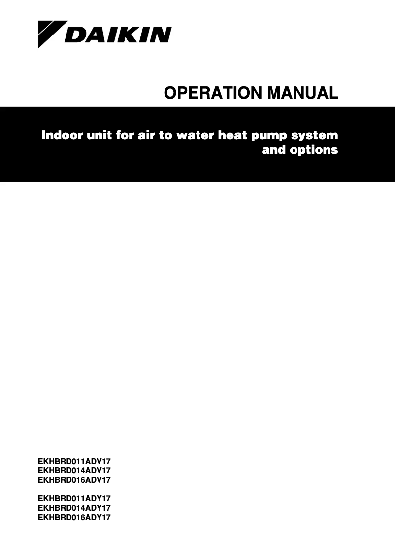 Page n°1 - Manuel utilisateur Daikin EKHBRD011ADY17