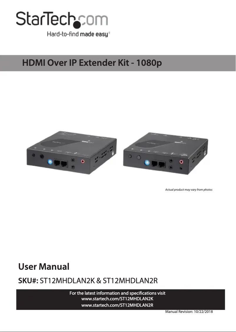 Page n°1 - Manuel utilisateur StarTech.com ST12MHDLAN2K