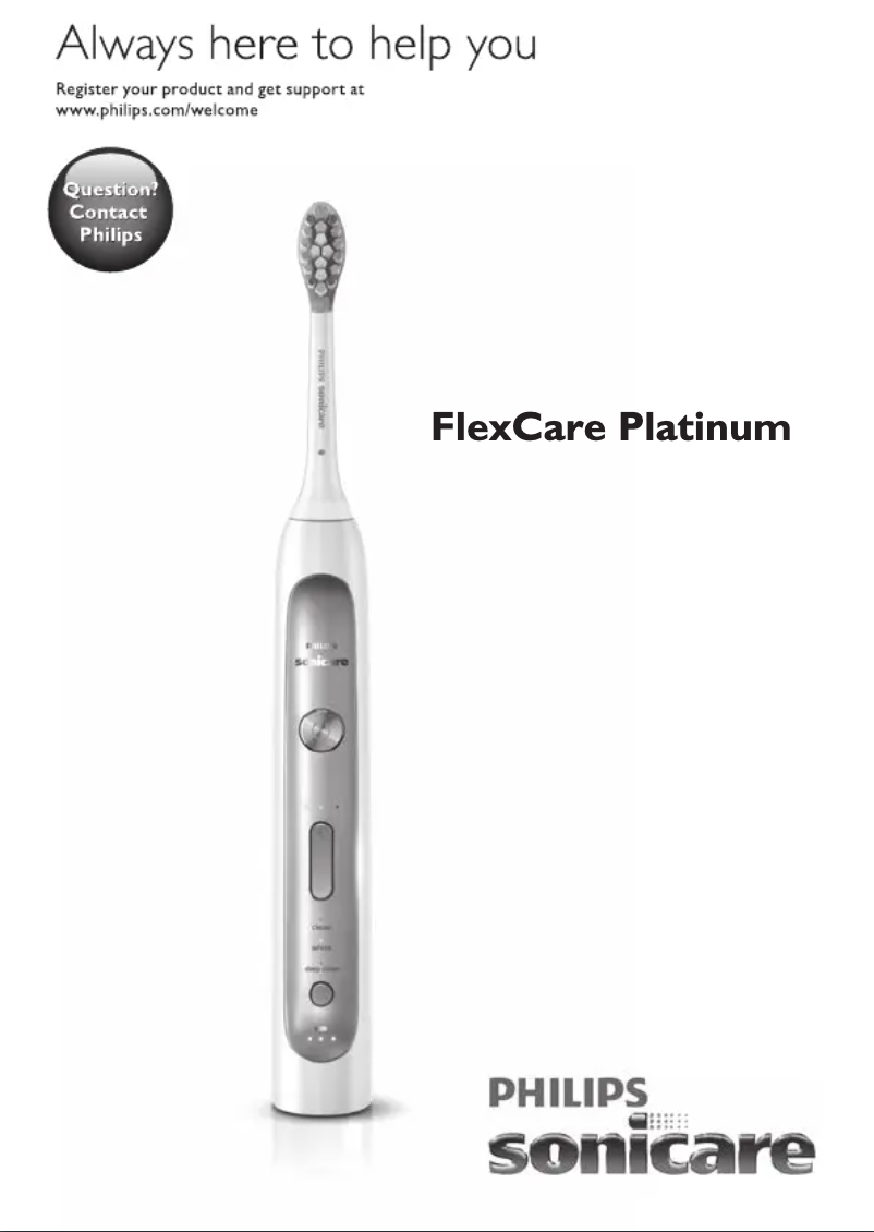 Image de la première page du manuel de l'appareil Sonicare FlexCare Platinum HX9111