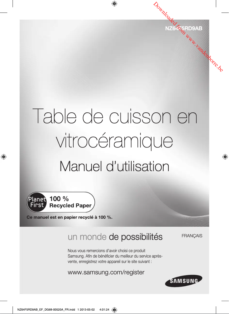 Page 1 de la notice Manuel utilisateur Samsung NZ64F5RD9AB