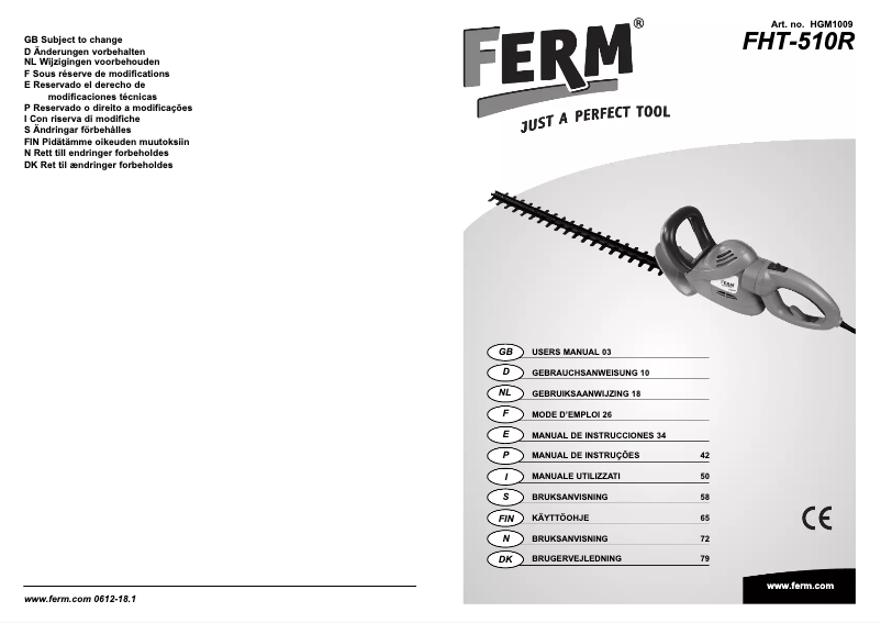 Page n°1 - Manuel utilisateur Ferm FHT-510R