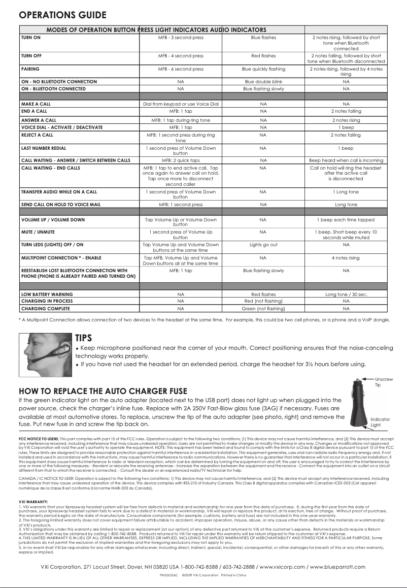 Image de la première page du manuel de l'appareil BlueParrott Xpressway