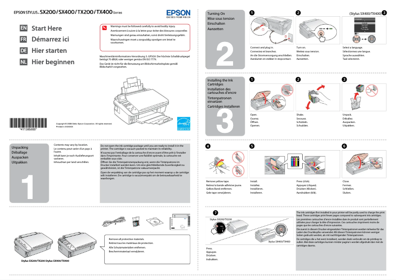 Page n°1 - Manuel utilisateur Epson Stylus SX400