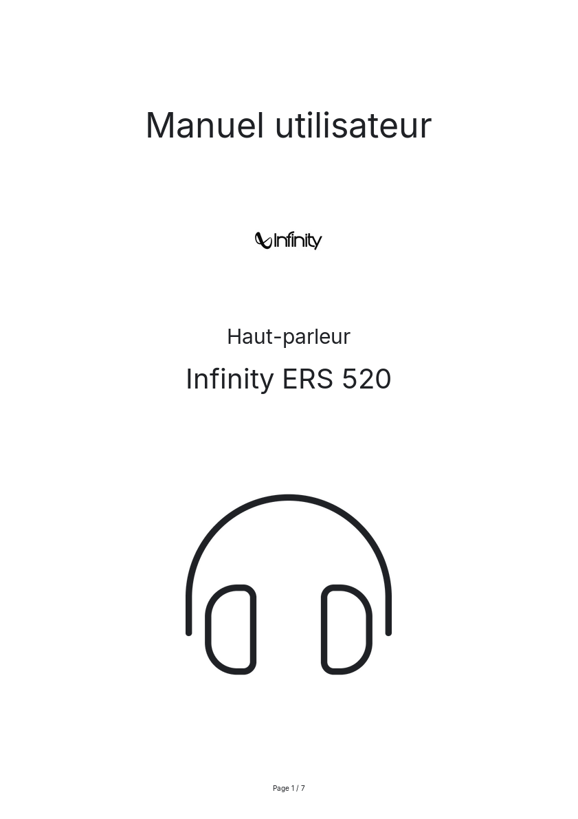 Page n°1 - Manuel utilisateur Infinity ERS 520