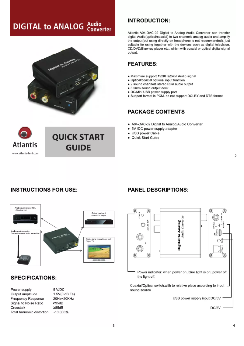 Image de la première page du manuel de l'appareil A04-DAC-02