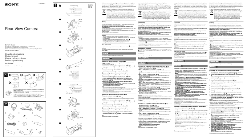 Page n°1 - Manuel utilisateur Sony XA-R800C