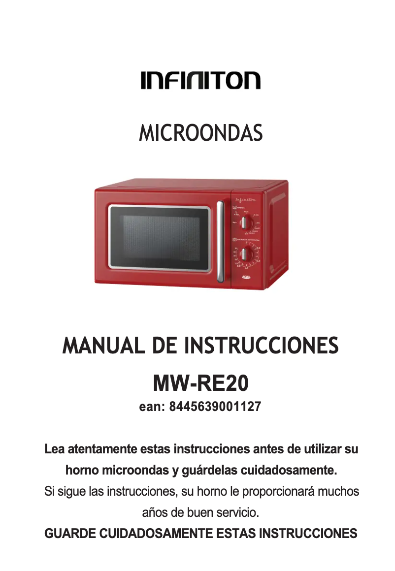 Page 1 de la notice Manuel utilisateur Infiniton MW-RE20