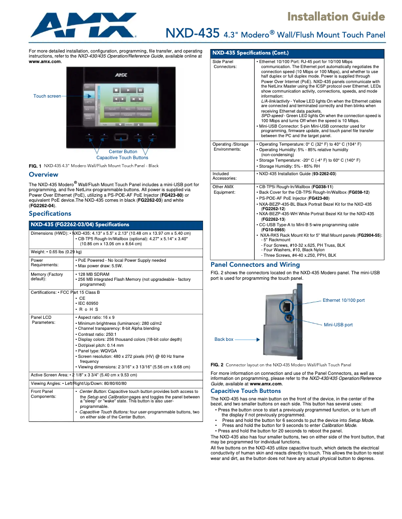 Page n°1 - Manuel utilisateur AMX NXD-435