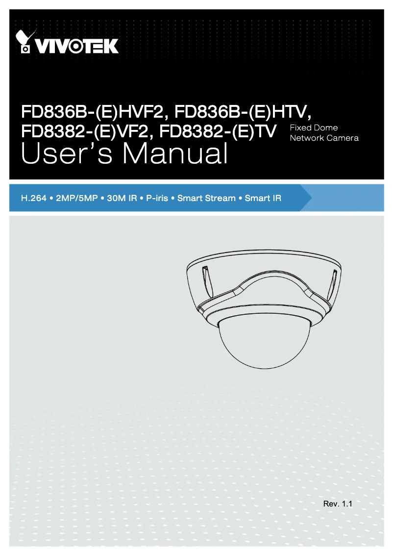 Page 1 de la notice Manuel utilisateur Vivotek FD8382-ETV