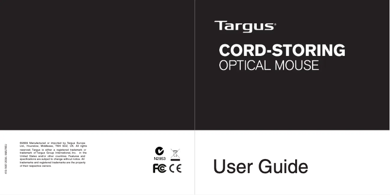 Página 1 del manual Manual de usuario Targus Cord-Storing AMU76EU