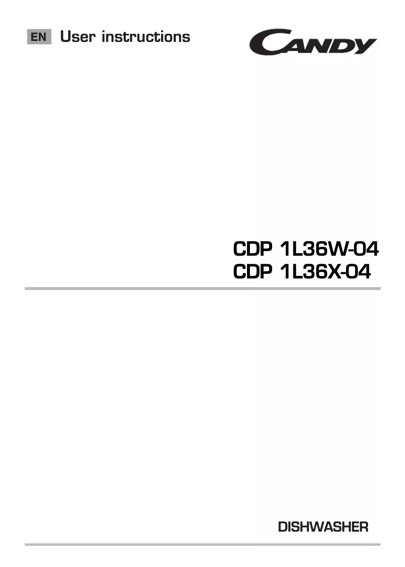 Page 1 de la notice Manuel utilisateur Candy CDP 1L36X-04