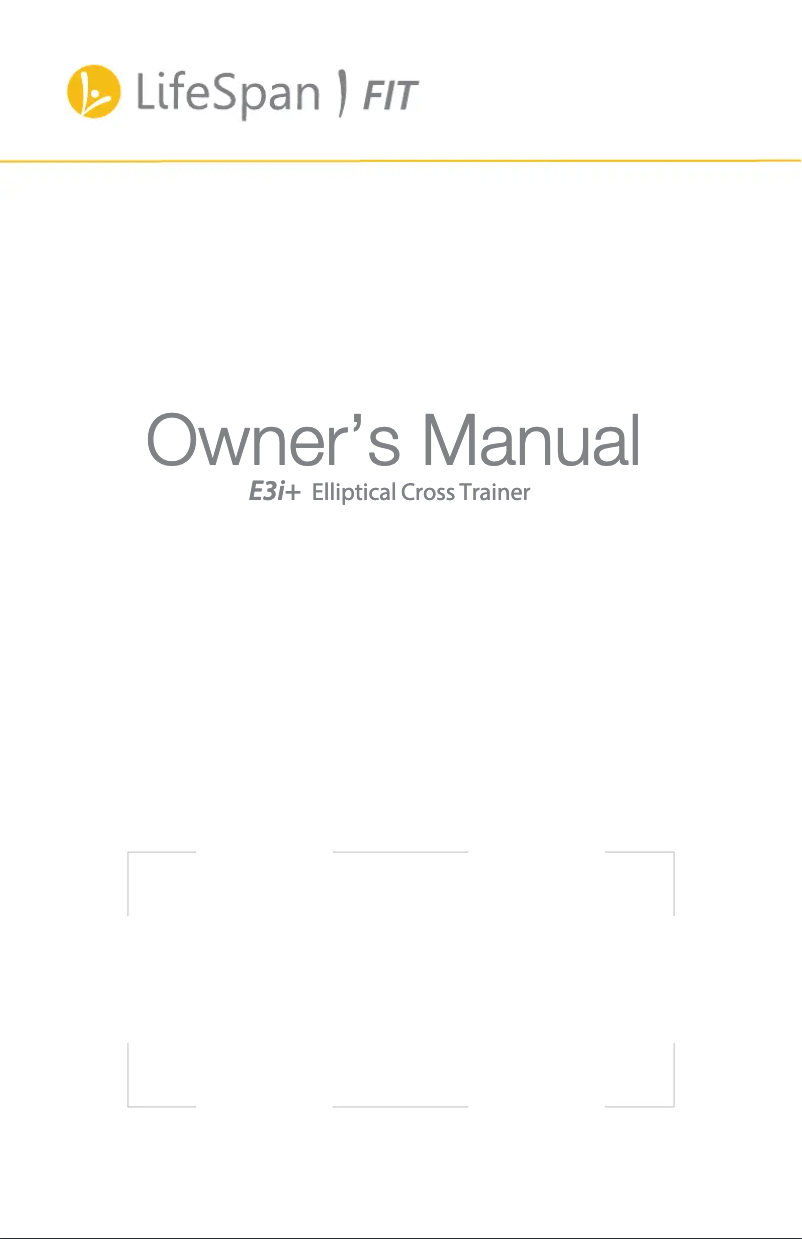 Page n°1 - Manuel utilisateur LifeSpan E3i+