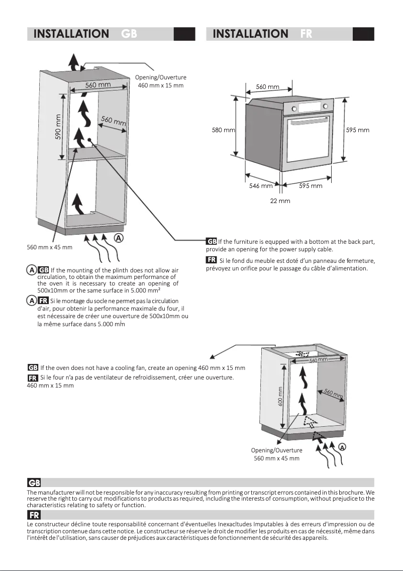 Page 1 de la notice Guide d'installation Rosieres RFC3O3351PN