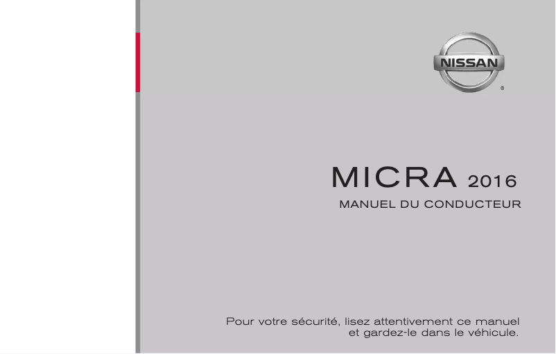 Page 1 de la notice Manuel utilisateur Nissan Micra (2016)