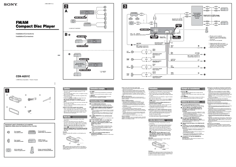 Page n°1 - Guide d'installation Sony CDX-A251C