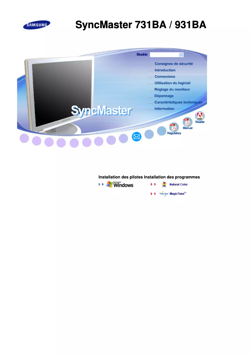 Image de la première page du manuel de l'appareil SyncMaster 731BA