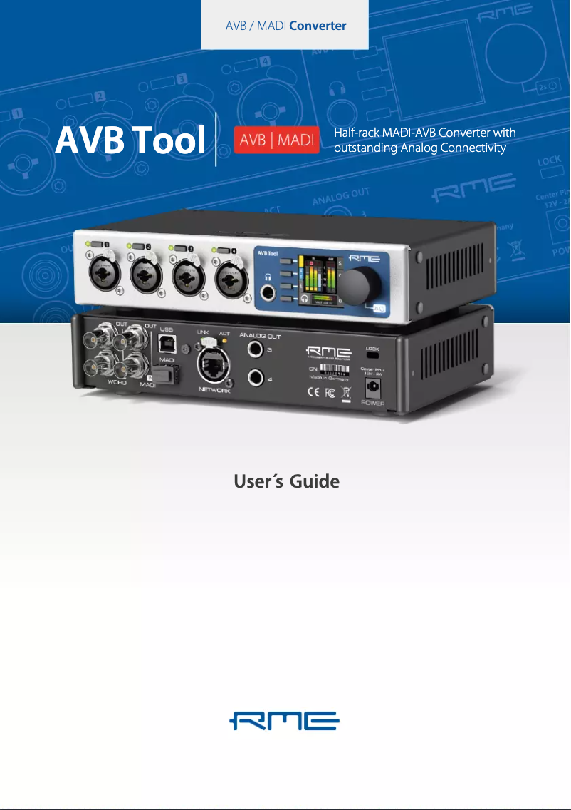 Page 1 de la notice Manuel utilisateur RME AVB TOOL