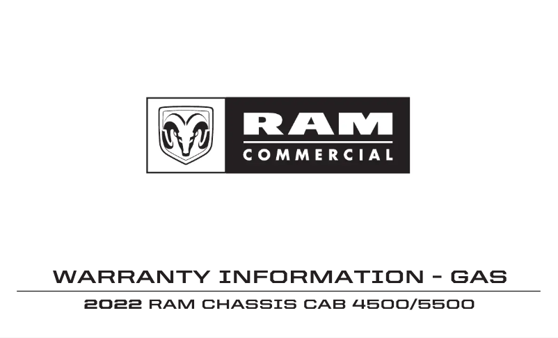 Page 1 de la notice Informations de garantie RAM Chassis Cab (2022)