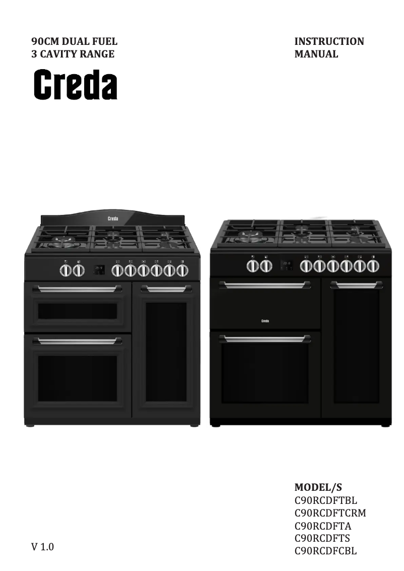 Page 1 of the manual User Manual Creda C90RCDFTA