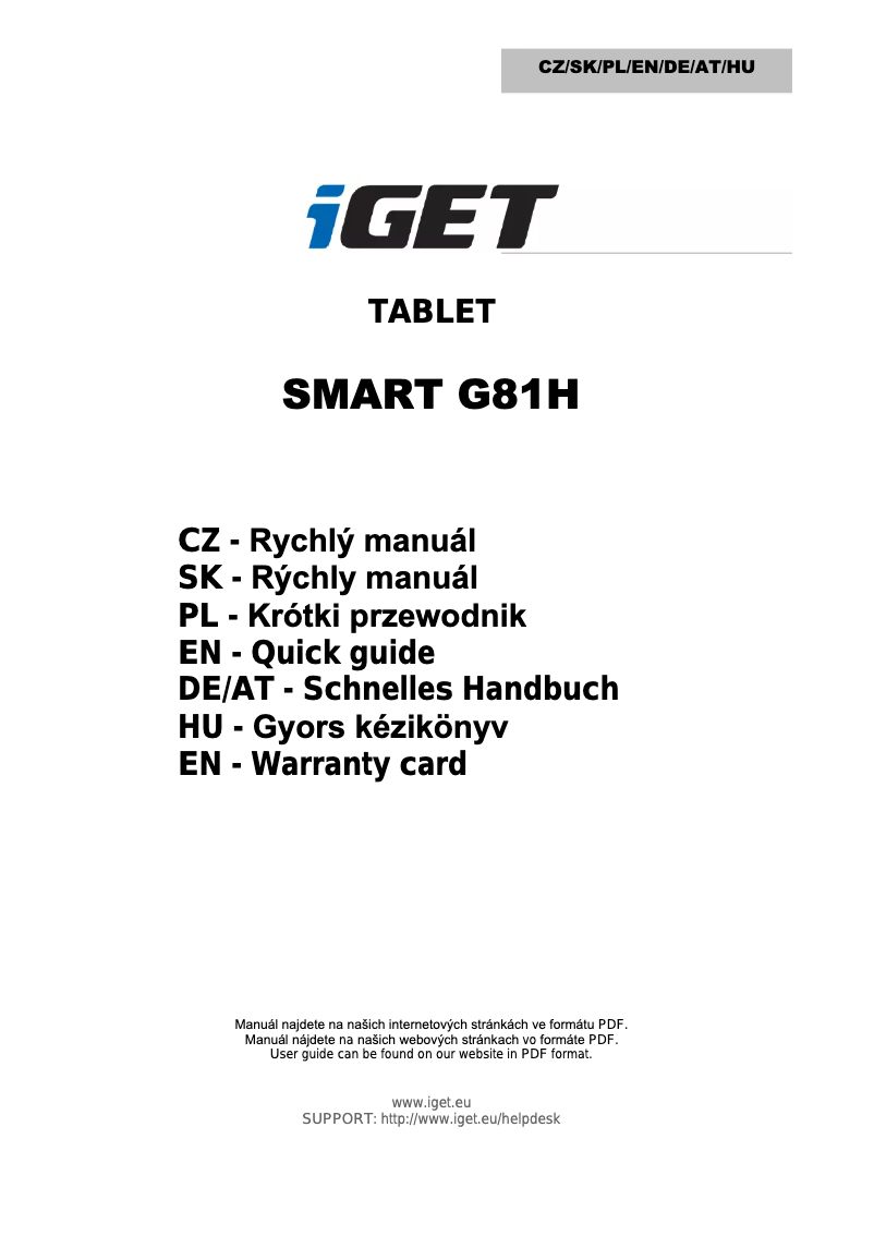 Page 1 de la notice Manuel utilisateur iGET G81H