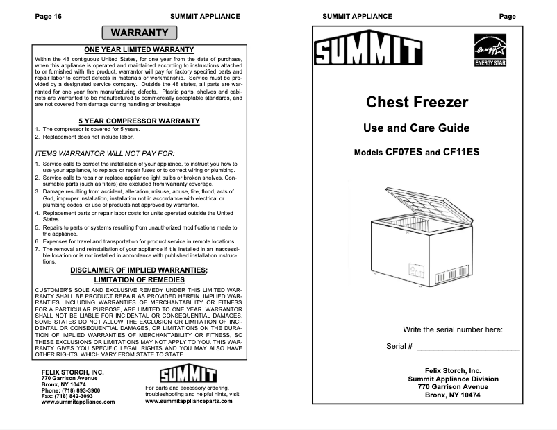 Image de la première page du manuel de l'appareil CF07ES