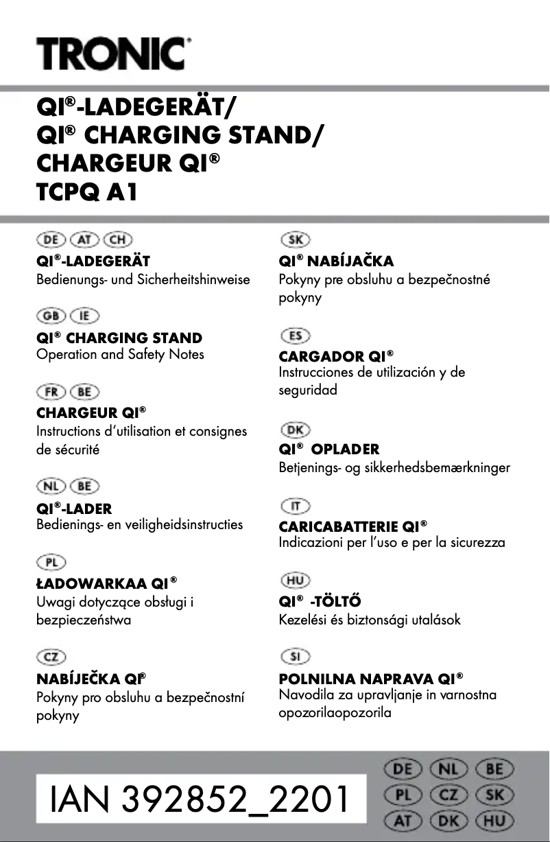 Page 1 de la notice Manuel utilisateur Tronic TCPQ A1