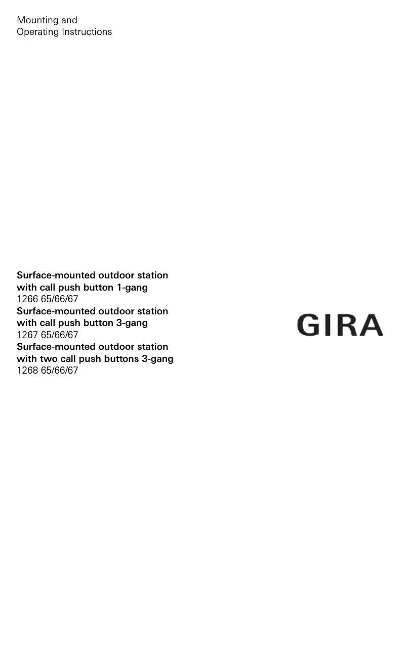 Page 1 de la notice Manuel utilisateur Gira 126766